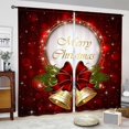 thumbnail image 1 of Oliegs Rideaux Imprimés des Fêtes 2 Rideaux Plats 2D Imprimés Rouges de Noël avec Flocons de Neige et Branches pour Chambre Salon Fête des Fêtes, 1 of 5