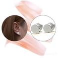 thumbnail image 2 of Maya's Grace Round Barbell Dumbbell Flat Back Disc Stud Earrings Unisex - Silver, 6mm, 2 of 6