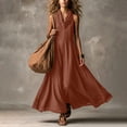 thumbnail image 6 of Women's Cowl Neck Sleeveless Maxi Dress Loose A Line Flowy Long Dress Lightweight Boho Style Sundress Beach Vacation Outfit Orange, 6 of 6