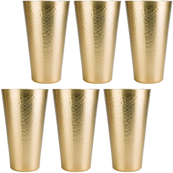 Arora - Juego de 6 vasos de metal de aluminio para bebidas, vasos dorados anodizados de metal, para regalo del día del padre, 30 onzas