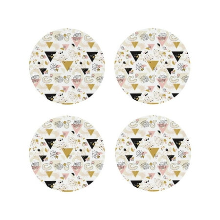 

Matuu Geometric Triangle for Cup Coasters Set of 4 Leather Coasters Desk Coasters for Office Measures 4” x 4”-Round Shape