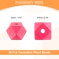 thumbnail image 2 of Uxcell 50 piezas de cuentas de madera geométricas de 20 mm en rosa, cuentas sueltas con agujero grande de 4 mm para hacer joyas, collares y pulseras., 2 of 7