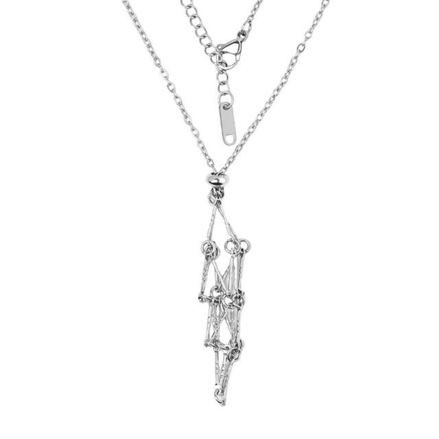 Kcodviy Crystal Stone Holder Necklace Long Necklace Adjustable Crystal Cage Necklace Trendy Jewelry for Women Adjustable Metal Net Necklace Bulk Crystal Stone Chain