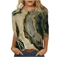 thumbnail image 1 of XZNGL Hauts à Manches 3/4 pour Femmes Mode pour Femmes T-Shirt Ample Imprimé Blouse à Manches 3/4 Col Rond Hauts Décontractés T-Shirts en Coton Femmes T-Shirts pour Femmes Mode T-Shirts à Manches 3/4 pour Femmes, 1 of 4