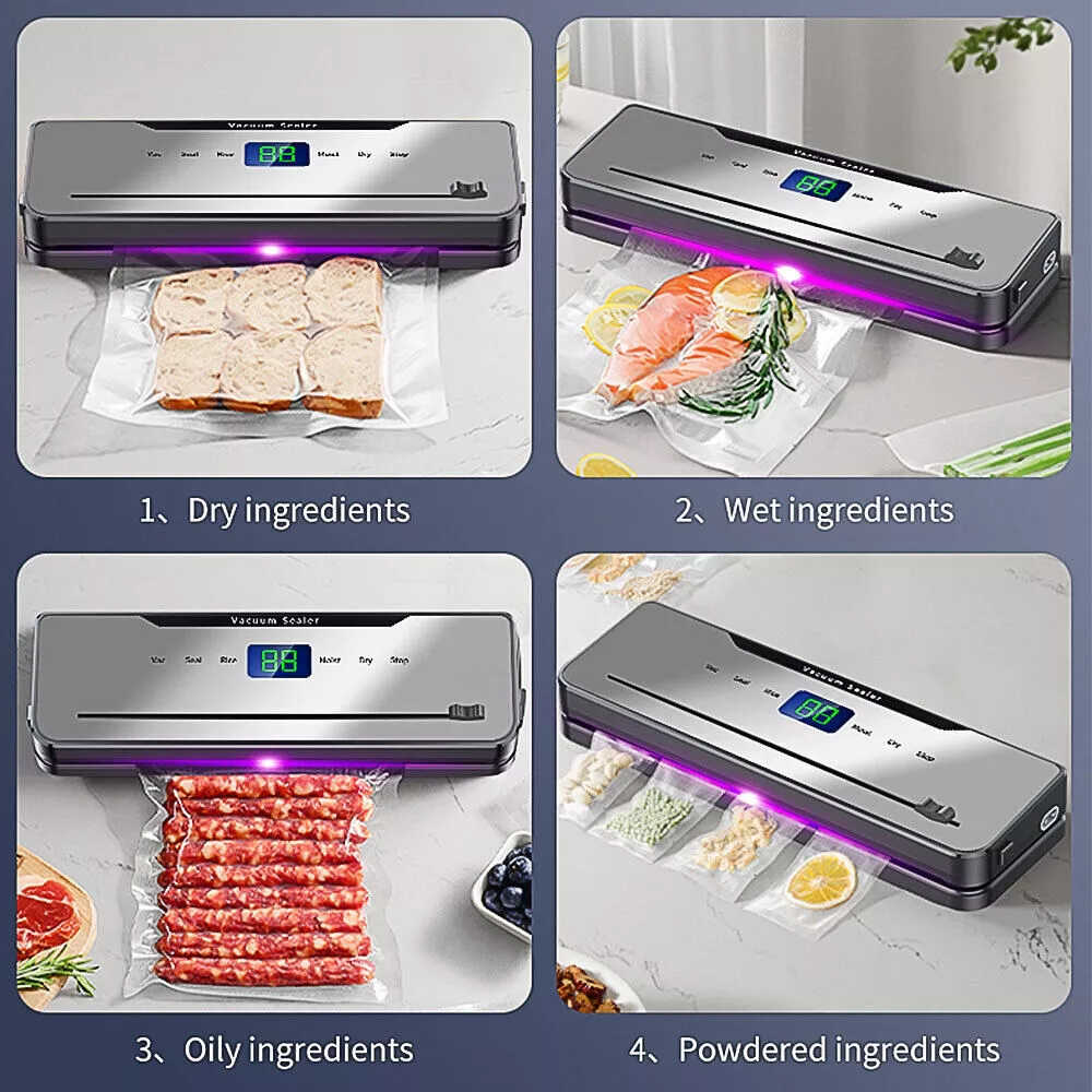 Food Saver Vacuum Sealer Machine with LED Display,High-Speed Continuous Working Suction Power Food Sealer with 30 Airtight Bags and Accessory Hose for Food Save and Storage