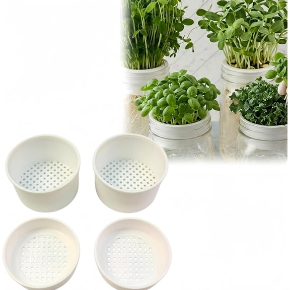 Microgreens Growing Kit Mason Jar, 4 Pack Hydroponic Sprouting Trays, Deep and Shallow Mesh Inserts for Indoor Kitchen Herb Gardening for Home Cooks