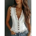 thumbnail image 5 of Women'S Sleeveless Western Cowgirl Outfit Vest Tops V Neck Cropped Casual Tops Regular Fitted Jacket Waistcoat White XXL, 5 of 6
