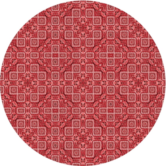 Ahgly Company Indoor Round Patterned Ferrari Red Area Rugs, 6' Round