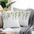 thumbnail image 3 of Outdoor Pillow Cover Eucalyptus Leaf Set of 2 Waterproof Throw Pillowcases Watercolor Spring Green Plant Decorative Patio Furniture Pillows for Couch Garden Indoor & Outdoor Use, 3 of 9