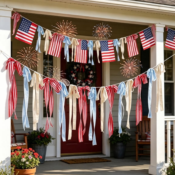 98.43 Inch 4th of July Windsock Outdoor Hanging Decoration, Patriotic Stars and Stripes Wind Spinner for Memorial Day Independence Day Yard Garden Porch Outside Decor