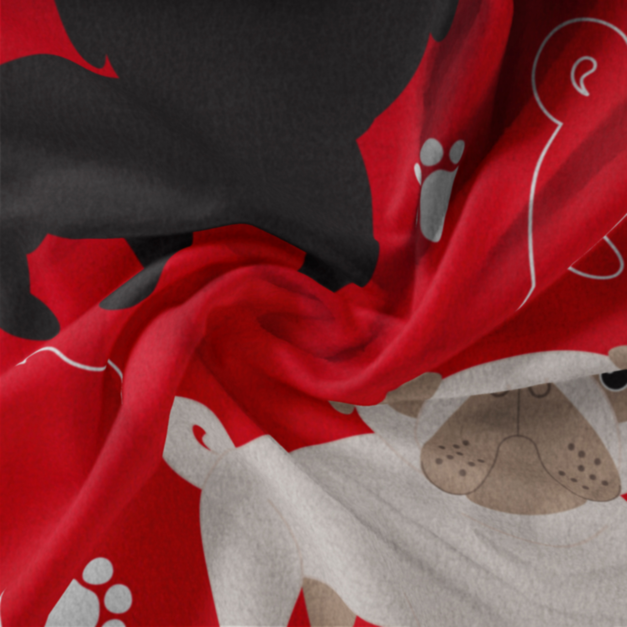 Mainstays 58" x 1.5 yard Lux Anti-pill Fleece Oh My Pugness Fabric Precut, Red