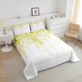 thumbnail image 4 of Erosebridal Eucalyptus Leaf Bedding Queen Comforter Set, Yellow Down Comforter, Spring Plant Decor, Microfiber 3 Pieces, 4 of 8