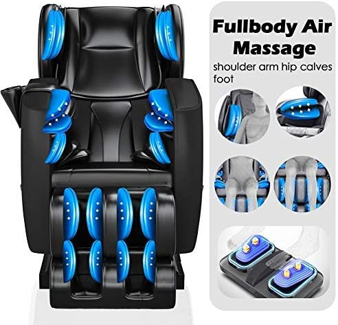 Real Relax Full Body Electric Zero Gravity Shiatsu Massage Chair with Bluetooth Heating and Foot Roller for Home and Office, Black - image 3 of 6