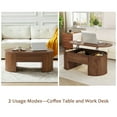 thumbnail image 5 of Wirrytor Lift Top Coffee Table with Storage and Open Storage Shelf, Oval Coffee Table for Living Room, Elliptical Arc Design, Fluted Center Table, Walnut Finish & Spacious Storage,, 5 of 9