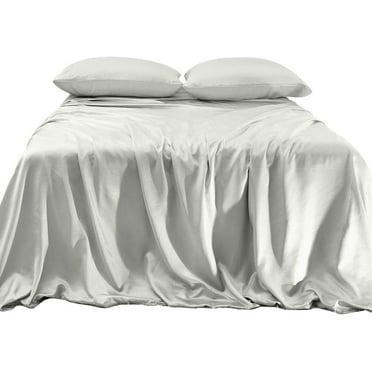 Elegant Comfort Luxurious 4-Piece Silky Satin Sheet Set Cooling Soft Satin Sheet Set, King, Light Jade