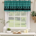 thumbnail image 3 of Teal Black Plaid Valances for Windows, Decorative Rod Pocket Window Valance Curtains, Farmhouse Retro Star Abstract Checked Short Curtain Drapes for Kitchen/Living Room, 2 Panels, 60" W x 18" L, 3 of 8