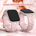thumbnail image 3 of Cute Floral Bands for Apple Watch Band Women 40mm 41mm 38mm 45mm 44mm 42mm Ultra/2 49mm Girls Ladies,3 pack Rose Engraved Silicone Embossed Flower Pattern Strap for iWatch Series 9 8 7 6 5 4 3 2 SE, 3 of 7