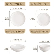 vancasso 16 Pieces Dinnerware Sets, Stoneware Plates and Bowls Set for 4, White Dish Set, Five Leaf Flower Pattern
