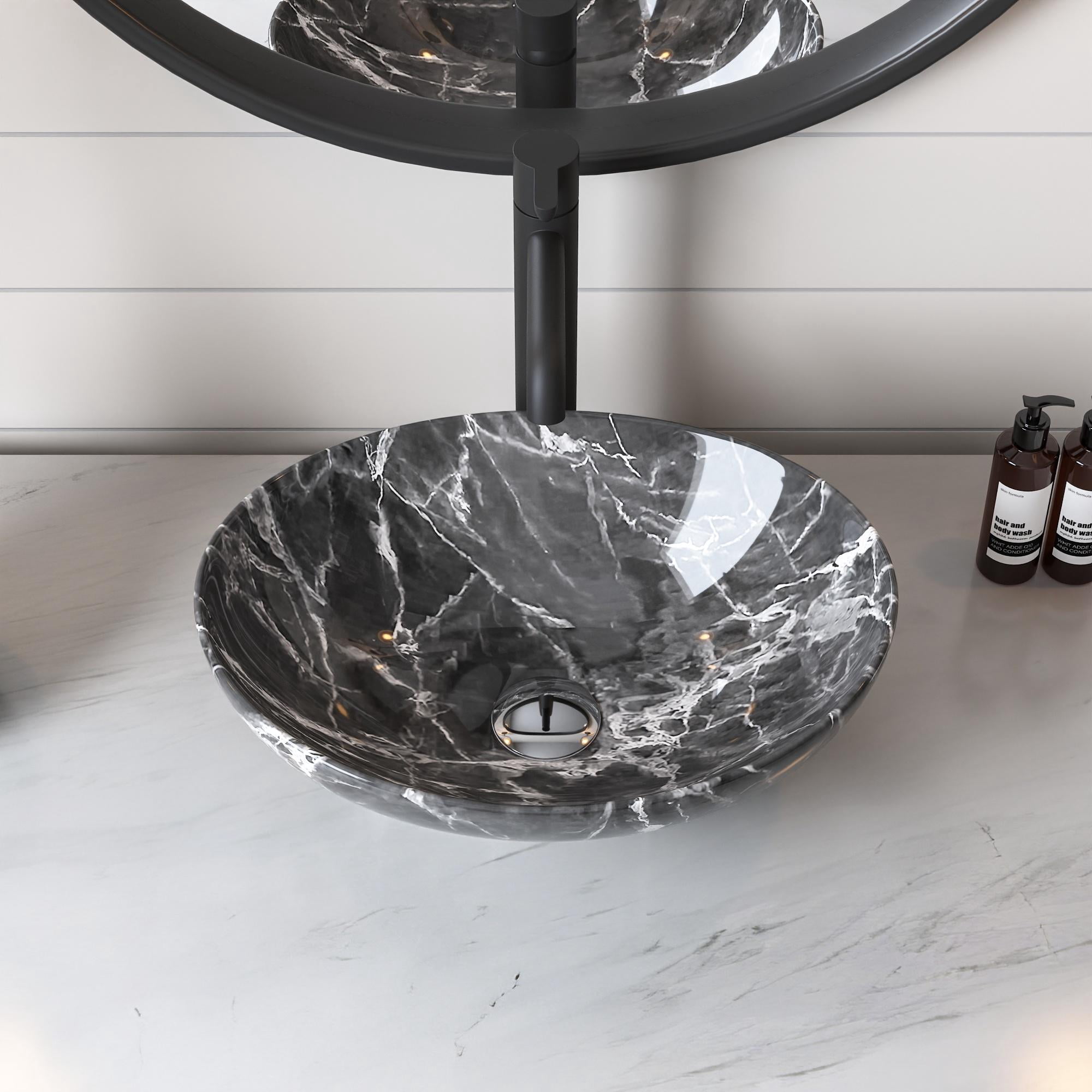 Horizon Black Oval Ceramic Bathroom Vessel Sink Art Basin Not Included Faucet