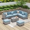 thumbnail image 2 of Corvus  10-piece Grey Sectional Conversation Sofa Set Grey - Blue, 2 of 5