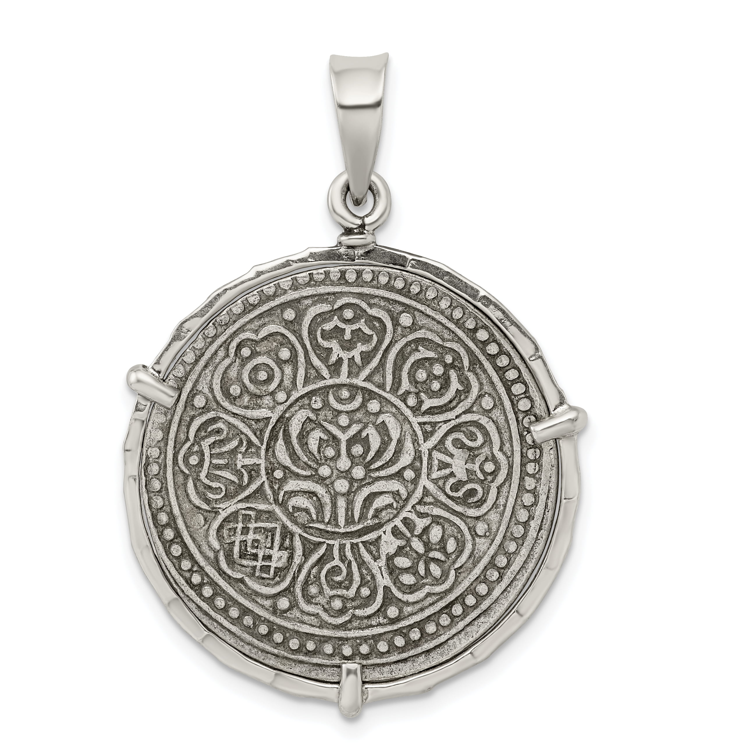 925 Sterling Silver Old Coin Pendant Necklace