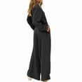 thumbnail image 4 of SDNall Womens Solid Color Round-Neck Elastic Waist Pockets Loose Jumpsuit, 4 of 8