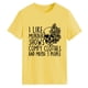 thumbnail image 2 of Camiseta de manga corta amarilla de moda para mujer con estampado negro, cuello redondo, corte informal, talla XL, 2 of 6