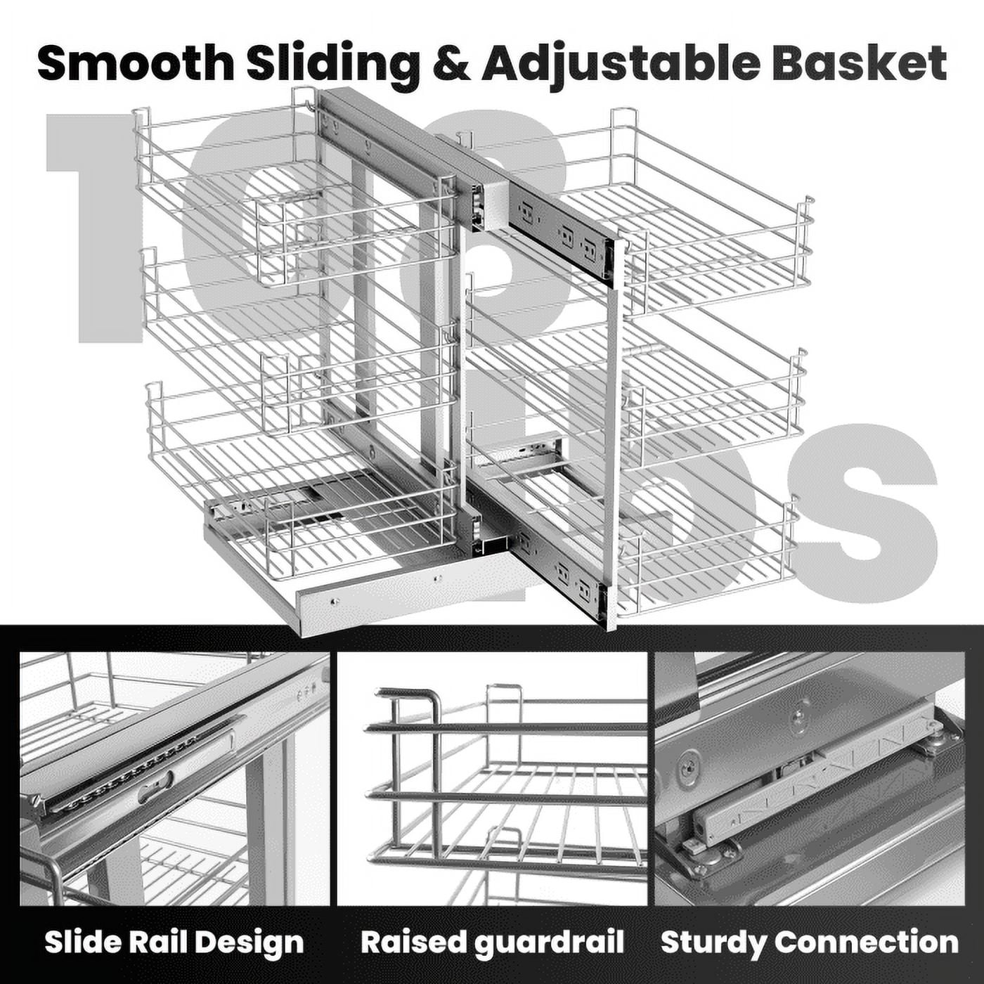 Under Sink Organizer, 108 lb Load Capacity, Left/Right Opening, Steel Shelf Organizer, for Kitchen, Garage​