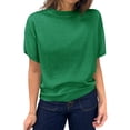 thumbnail image 5 of Short Sleeved Solid Color Women Casual Crew Neck Short Sleeve Knit Sweater Tops, 5 of 6