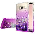 thumbnail image 3 of Compatible for Samsung Galaxy S8 Plus Case, with [Temper Glass Screen Protector] SOGA Diamond Glitter Liquid Quicksand Cover Cute Girl Women Phone Case [Clear/Purple], 3 of 5