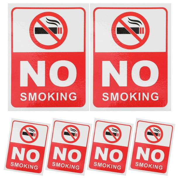 6 pegatinas adhesivas de "No fumar", señal de "No fumar", advertencia de seguridad rectangular, para uso en interiores y exteriores, para oficinas y negocios