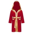 thumbnail image 1 of Yeahdor Kids Boys Boxing Robe Martial Art Muay Thai Uniform Long Sleeve Kick Boxing Hooded Robe Outfits Burgundy 12, 1 of 7