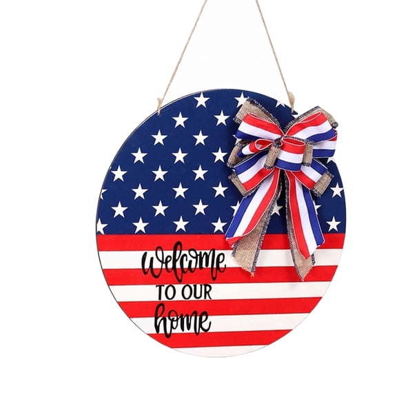 Aximioll Independence Day Wreath, Wood Frame, Independence Day Wreath Decor for Front Door Wall Entryway Mantel