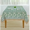 thumbnail image 5 of Ridhi 100% Cotton Hand Block Print Thanksgiving Tablecloth 70"x108" Moss Green, 5 of 7
