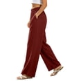 thumbnail image 4 of Otvok Womens Loose Wide Leg Palazzo Trousers, Women Elastic Waist Linen Blend High Waist Casual Vacation Pants with Pockets, 4 of 7