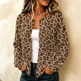 thumbnail image 5 of KLHDSF Women's Leopard Print Knit Cardigan Button Down Long Sleeve Crew Neck Slim Fit Fall Streetwear Casual Jacket for Women Coffee XXL, 5 of 8