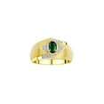 thumbnail image 1 of RYLOS Mens Rings Yellow Gold Plated Silver Ring 6X4MM Oval Shape Gemstone & Diamond Ring Green Sapphire Birthstone Rings For Man Silver Rings, Size 9, 1 of 7