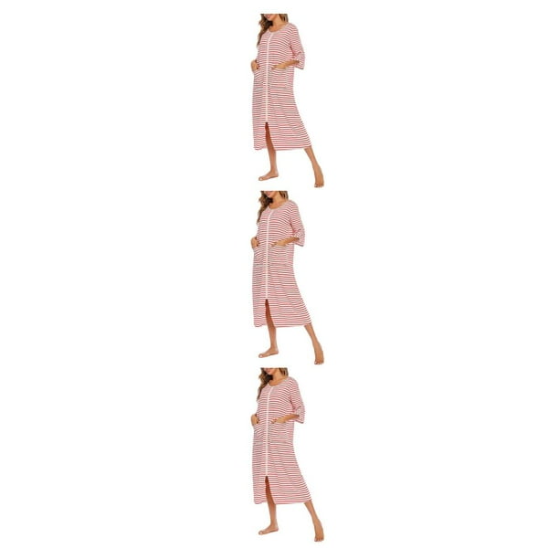 Sonducket Poliéster Mujer Vestido de noche Reemplazo casual Manga larga Transpirable Otoño Invierno Cardigan Oficina Ropa de dormir Rojo S Type1 NO1