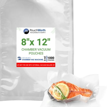 1,000 pcs Clear 8" x 12" Quart, 3 mil Vacuum Chamber Sealer Pre-Cut Bags BPA Free Great for Food Vac Storage