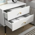thumbnail image 7 of Xiweot Nightstand White Dresser with 2 Drawers, Vertical Storage Tower Fabric Dresser for Bedroom, Hallway, Entryway, Nursery, Closet Organizer, Bedside Table Furniture, Sturdy Steel Frame, Wood Top, 7 of 7