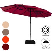 Patiojoy 15Ft Outdoor Double-Sided Patio Umbrella Parasol with Base