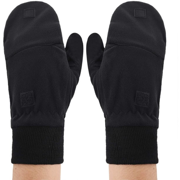 Fingerless Winter Gloves Convertible Thermal Fleece Fishing Mittens for Men  Women Anti-Slip Warm Cycling Photography Gloves 