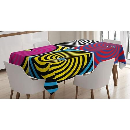 

Ambesonne Psychedelic Tablecloth Rectangular Table Cover Pop Art Hypnotic 60 x84 Multicolor