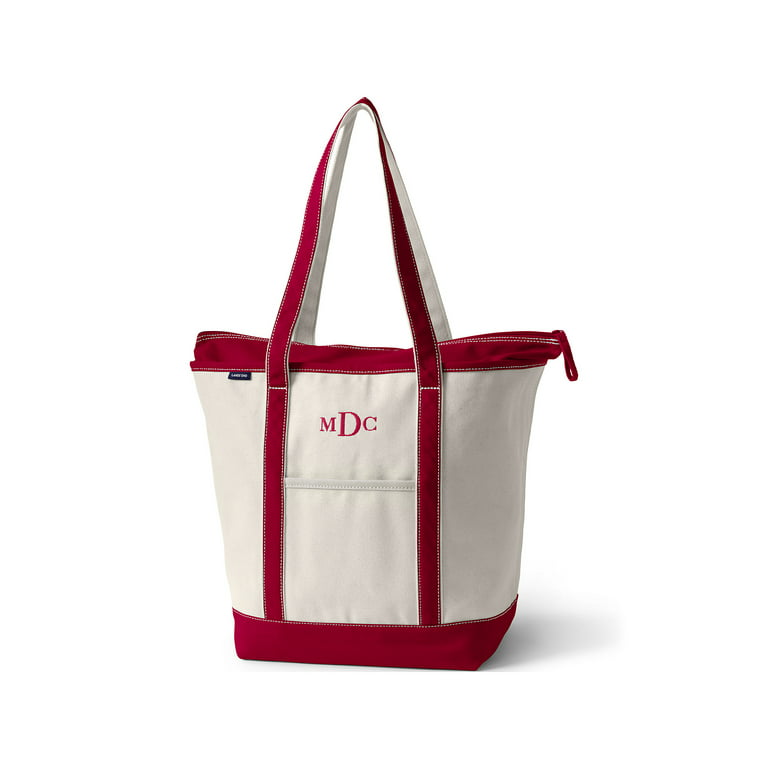 Zippered Top Canvas Boat Tote With Handles : Large 
