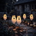 thumbnail image 4 of Halloween Ghost Stake Lights Set of 5, Witch Hat LED Ghost Pathway Lights Battery Operated, Indoor Outdoor Halloween Decorations, Spooky Lawn Light for Yard Garden Haunted House Porch Walkway Decor, 4 of 7