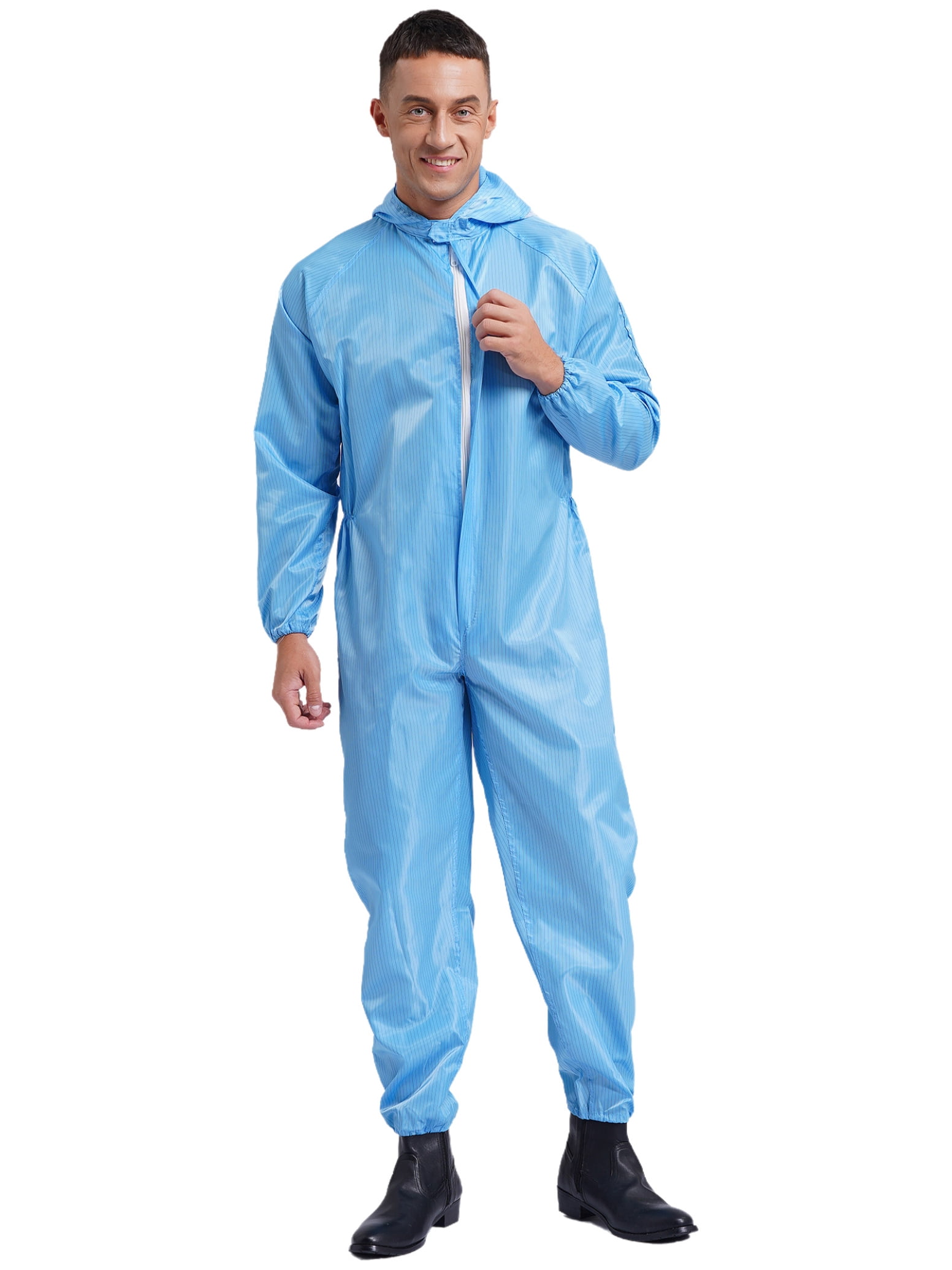Haitryli Mens Anti-Static Bodysuit Coverall Zip Up Jumpsuit