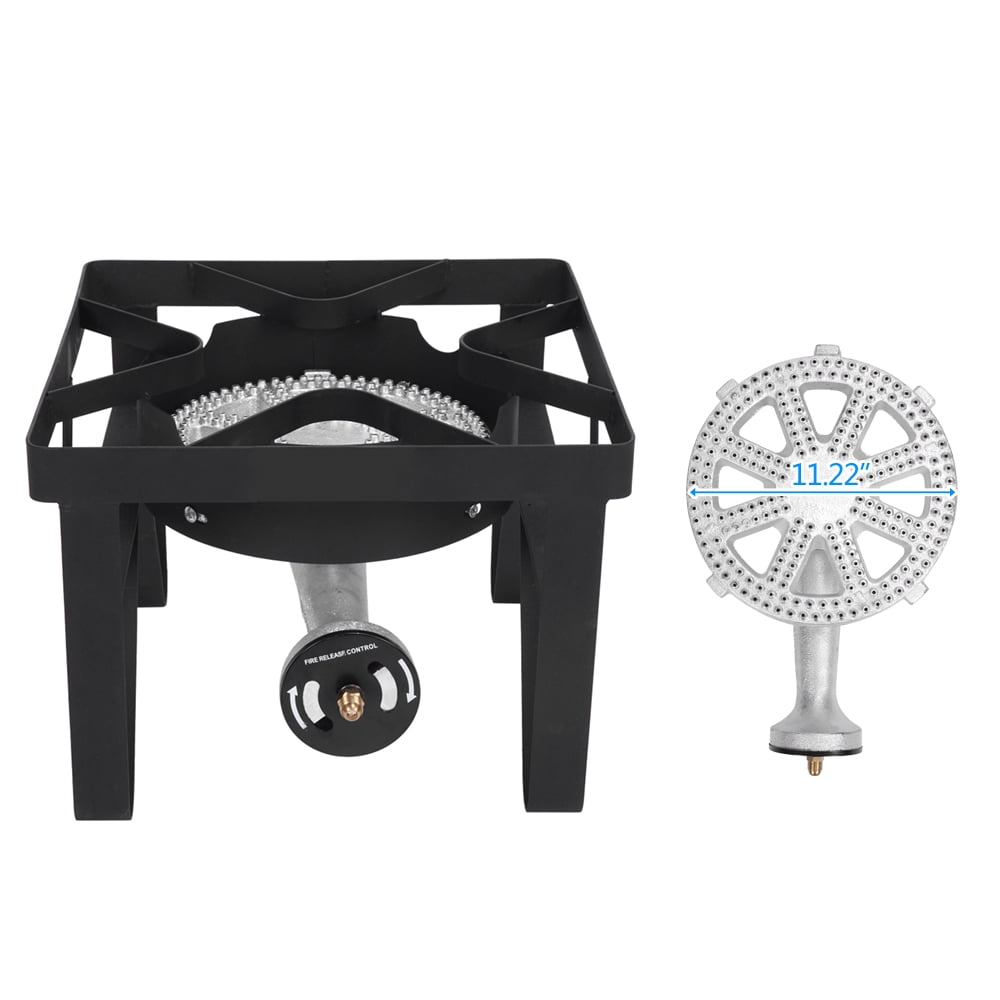 200000 BTU Outdoor Propane Burner High Pressure 0-20 PSI Regulator Cast Iron Camp Stove with Square Stand for Turkey Fryer Crab Boil Canning Home Brewing Backyard Cooking Tailgating Camping