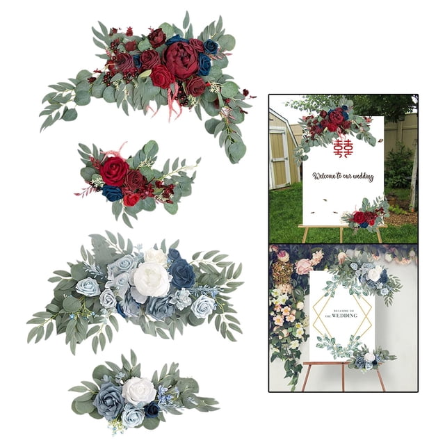 Arreglo floral colgante de rosas artificiales Soledad Corona colgante de puerta delantera azul