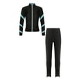 thumbnail image 2 of Yeahdor Kids Girls Athletic Sports Outfit Sparkling Jacket with Pants Set Teens Gymnastics Tracksuit Yoga Skating Costume Light Blue 8, 2 of 6