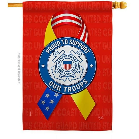 28 x 40 in. Support Coast Guard Troops House Flag with Armed Forces Double-Sided Decorative Vertical Flags Decoration Banner Garden Yard Gift